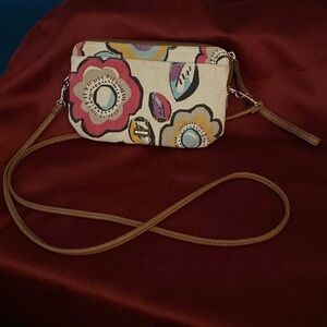 Floral Canvas Relic Crossbody & Adjustable Strap with Detachable Wristlet